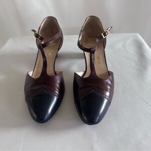 Salvatore Ferragamo Burgundy and Black Heels